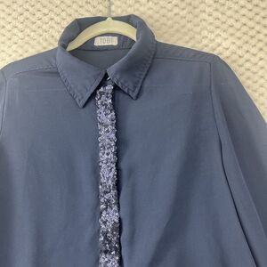 TOBI Sequin Embellished‎ Blouse Long Sleeve Hi-Low Hem Shirt